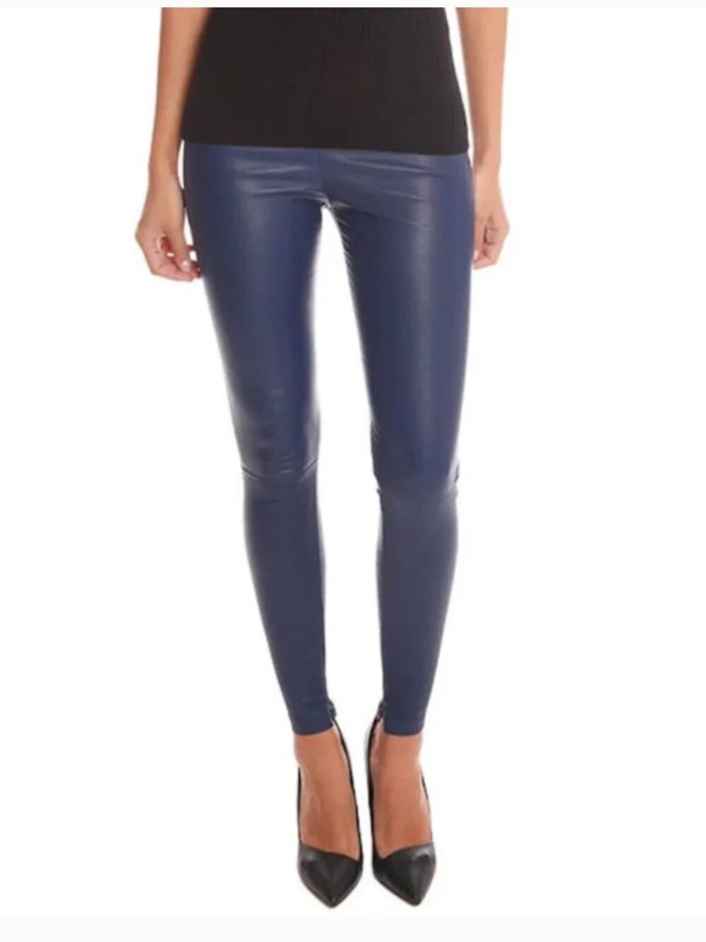 Vince Smooth Lamb Leather Legging in Blue Size Small